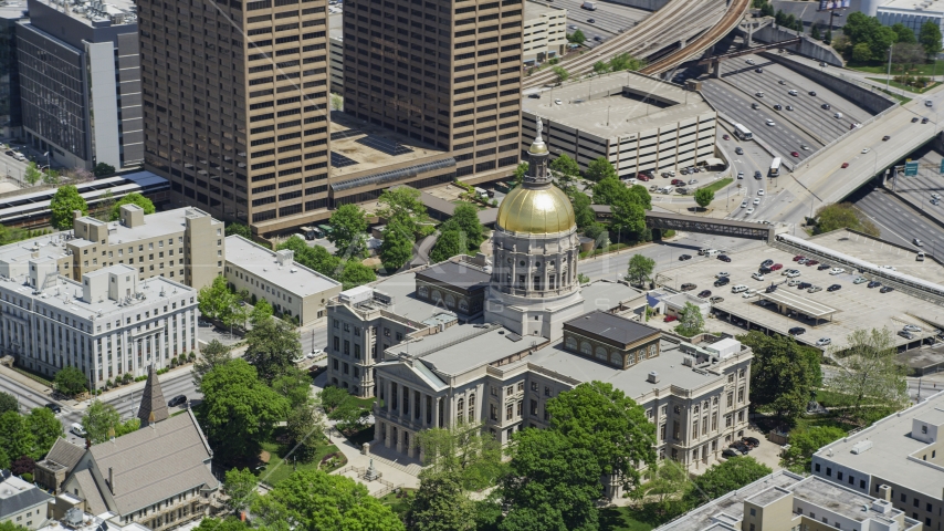 Georgia State Capitol, Downtown Atlanta, Georgia Aerial Stock Photo AX36_097.0000163F | Axiom Images