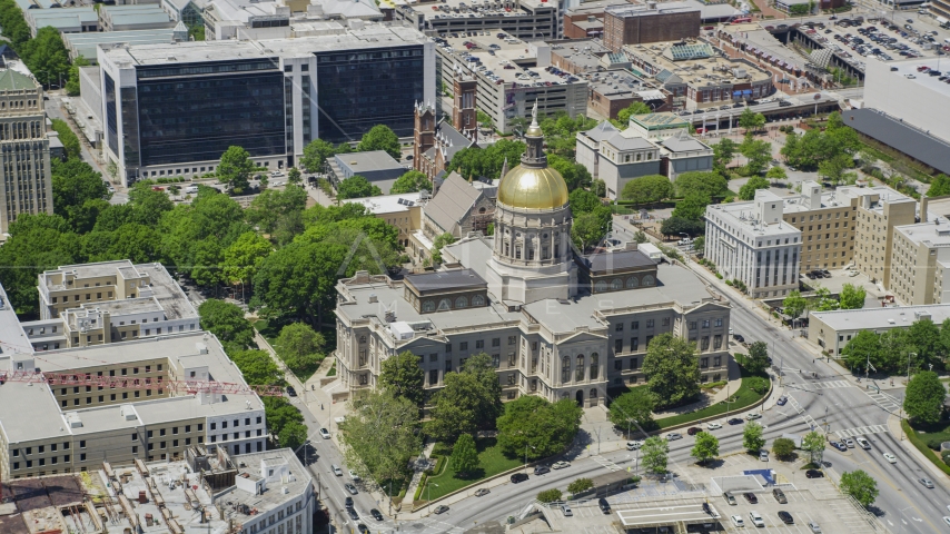 The Georgia State Capitol, Downtown Atlanta Aerial Stock Photo AX36_099.0000097F | Axiom Images