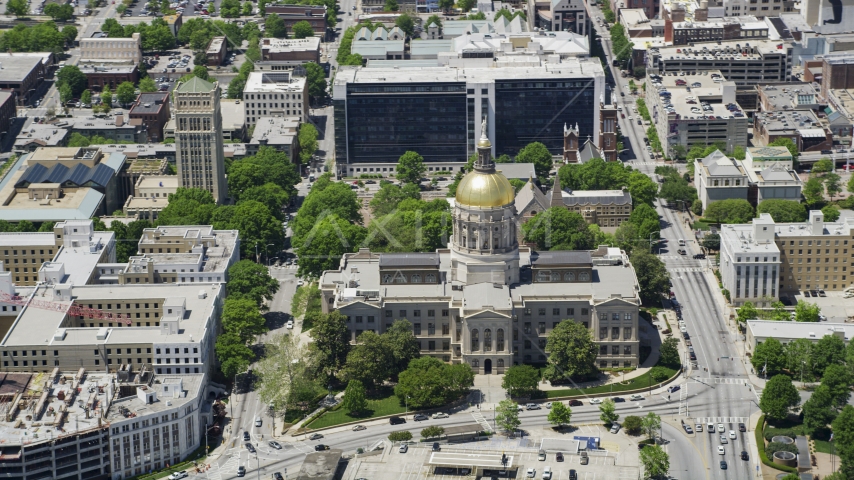 The Georgia State Capitol, Downtown Atlanta Aerial Stock Photo AX36_099.0000264F | Axiom Images