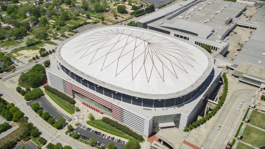Looking down on Georgia Dome, Downtown Atlanta Aerial Stock Photo AX36_104.0000000F | Axiom Images