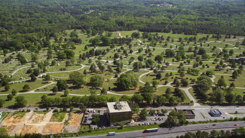 Westview cemetery, West Atlanta, Georgia Aerial Stock Photo AX37_005.0000057F | Axiom Images