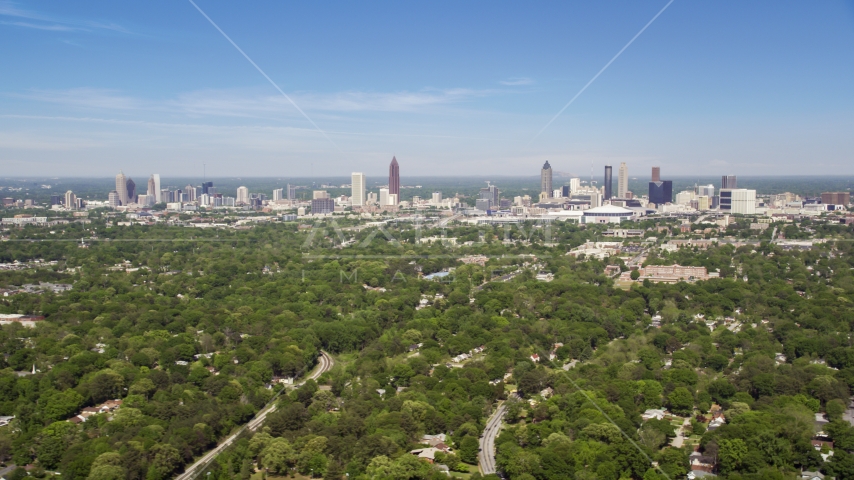 Midtown and Downtown Atlanta seen from West Atlanta, Georgia Aerial Stock Photo AX37_006.0000055F | Axiom Images