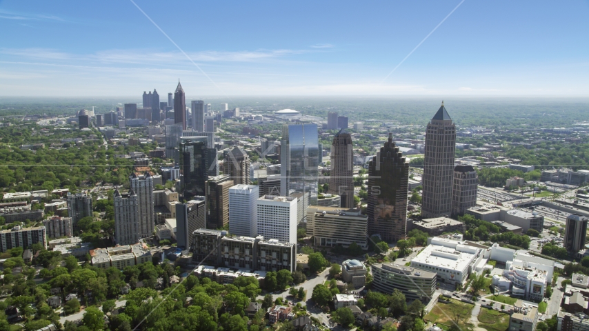 Downtown skyscrapers seen from Midtown Atlanta, Georgia Aerial Stock Photo AX37_024.0000000F | Axiom Images