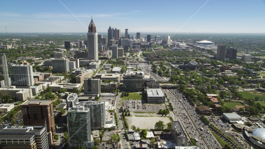 Bank of America Plaza and skyscrapers, Downtown and Midtown Atlanta, Georgia Aerial Stock Photo AX37_036.0000012F | Axiom Images