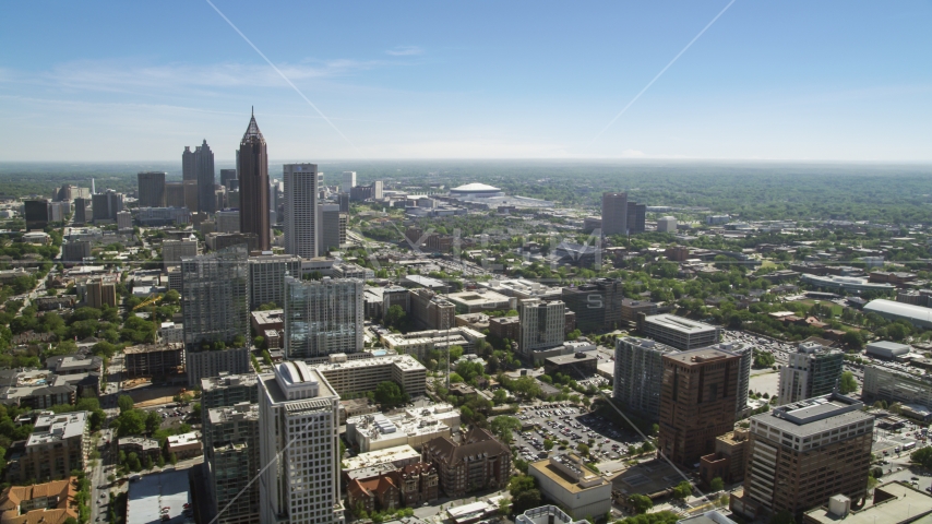 Midtown Atlanta skyscrapers near Downtown, Georgia Aerial Stock Photo AX37_037.0000017F | Axiom Images