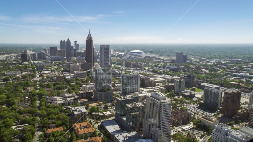 Midtown Atlanta skyscrapers with Downtown in the distance, Atlanta Georgia Aerial Stock Photo AX37_037.0000120F | Axiom Images