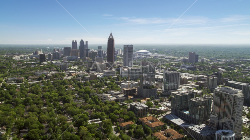 Midtown Atlanta skyscrapers near Downtown, Georgia Aerial Stock Photo AX37_037.0000236F | Axiom Images