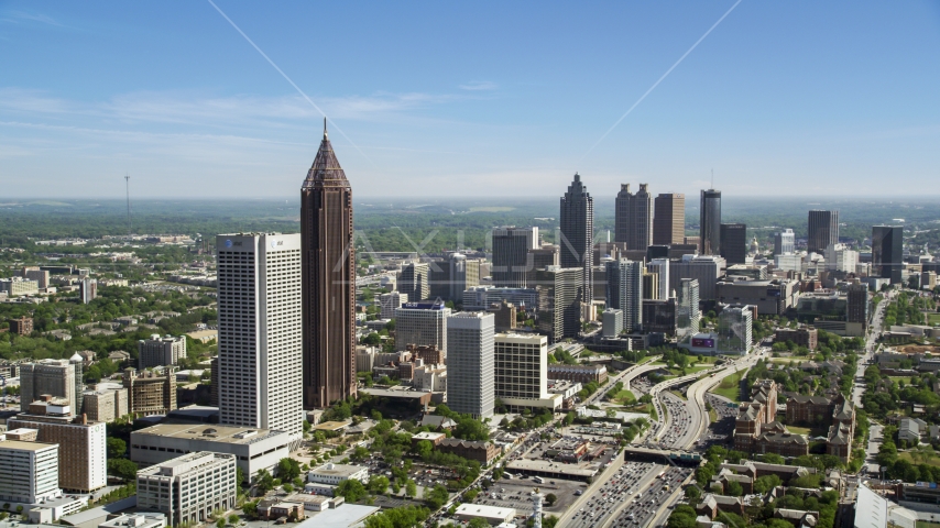 Midtown skyscrapers with Downtown in the distance, Atlanta, Georgia Aerial Stock Photo AX37_042.0000083F | Axiom Images