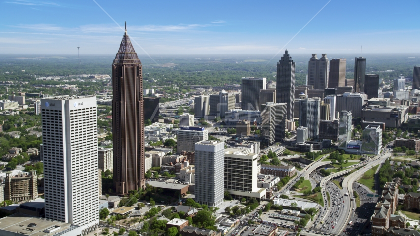 Midtown and Downtown skyscrapers, Atlanta, Georgia Aerial Stock Photo AX37_042.0000321F | Axiom Images
