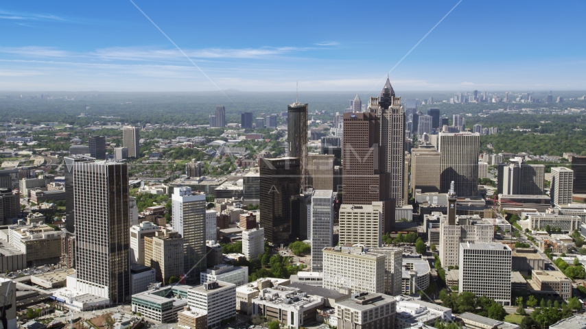 Downtown skyscrapers and office buildings, Atlanta, Georgia Aerial Stock Photo AX37_064.0000212F | Axiom Images
