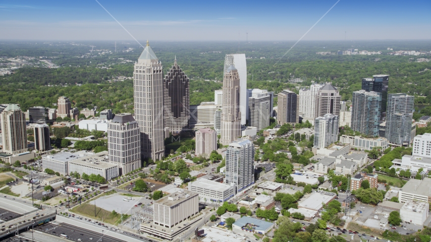 Midtown Atlanta skyscrapers and buildings, Georgia Aerial Stock Photo AX37_081.0000000F | Axiom Images