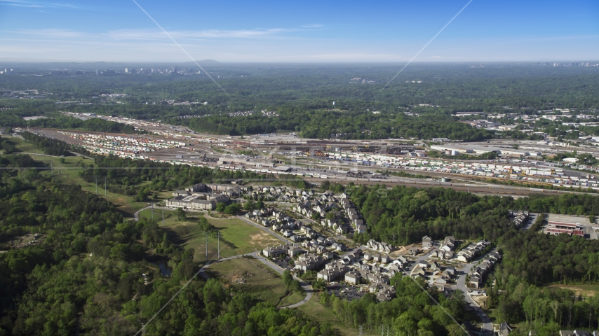 Train yard, Atlanta, Georgia Aerial Stock Photo AX38_004.0000246F | Axiom Images