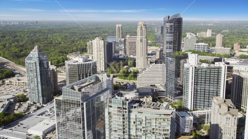 Skyscrapers and office buildings, Buckhead, Georgia Aerial Stock Photo AX38_021.0000090F | Axiom Images