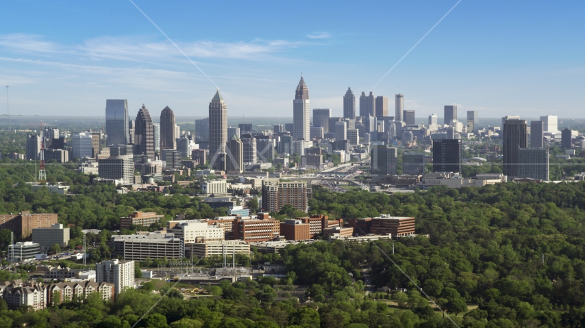 Midtown Atlanta skyline seen from Buckhead, Georgia Aerial Stock Photo AX38_030.0000044F | Axiom Images