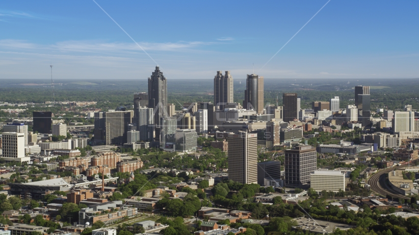 Sun Trust Plaza and skyscrapers in Downtown Atlanta, Georgia Aerial Stock Photo AX38_061.0000054F | Axiom Images
