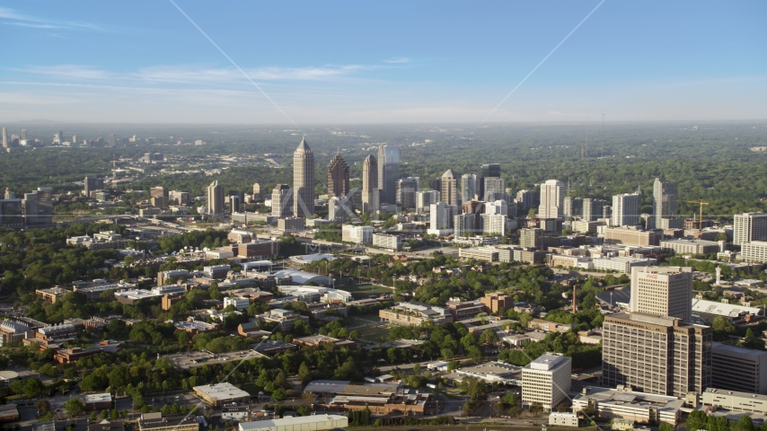 Skyscrapers and high-rises, hazy, Midtown Atlanta, Georgia Aerial Stock Photo AX39_003.0000063F | Axiom Images