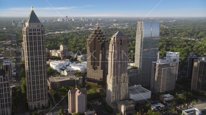 Midtown skyscrapers near Promenade II, Atlanta, Georgia Aerial Stock Photo AX39_023.0000132F | Axiom Images