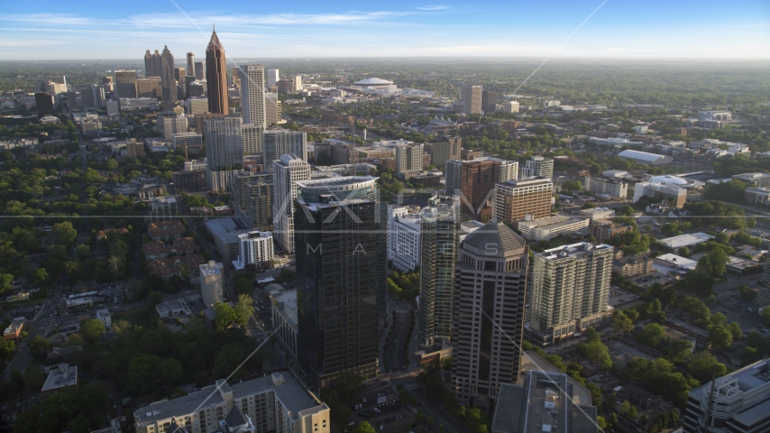 Midtown Atlanta skyscrapers with Downtown in the background, Georgia Aerial Stock Photo AX39_033.0000165F | Axiom Images