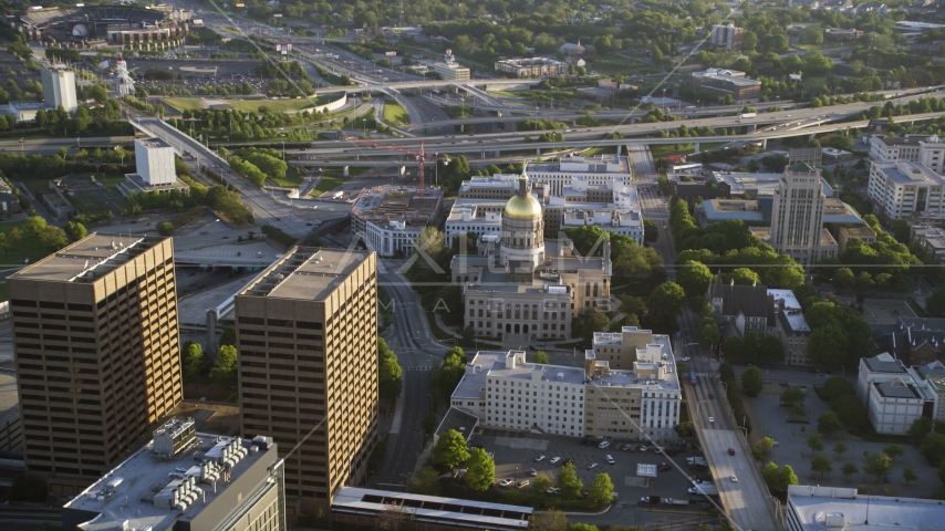 Georgia State Capitol, Downtown buildings, Atlanta, Georgia Aerial Stock Photo AX39_039.0000120F | Axiom Images