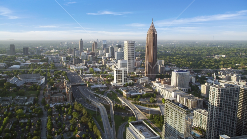 Midtown Atlanta buildings toward Bank of America Plaza, Georgia Aerial Stock Photo AX39_048.0000268F | Axiom Images