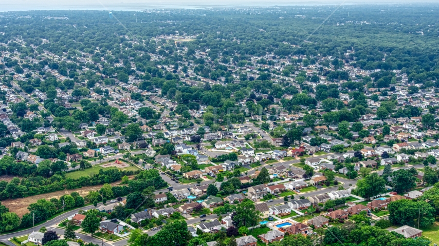 Suburban neighborhoods in Massapequa Park, Long Island, New York Aerial Stock Photo AXP071_000_0002F | Axiom Images