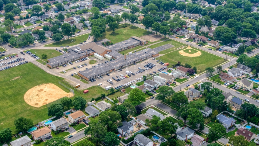 The Nassau County Police Academy in Massapequa Park, Long Island, New York Aerial Stock Photo AXP071_000_0007F | Axiom Images