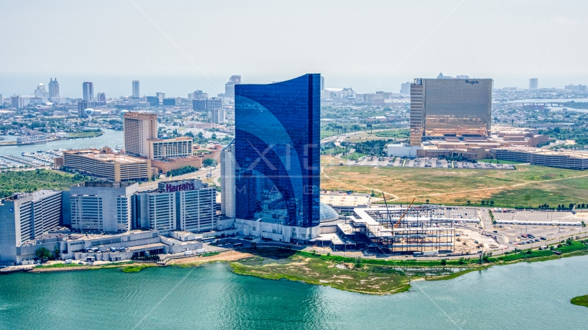 Harrah's Resort Atlantic City casino in New Jersey Aerial Stock Photo AXP071_000_0012F | Axiom Images