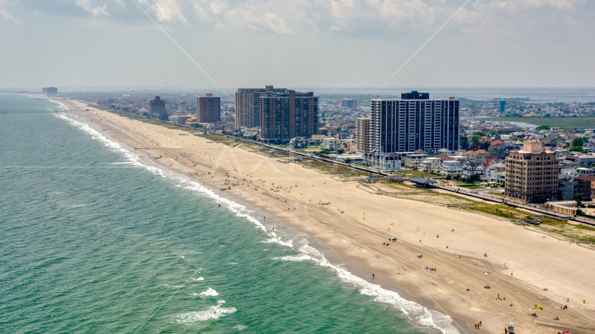 Beachfront condominium high-rises in Atlantic City, New Jersey Aerial Stock Photo AXP071_000_0022F | Axiom Images