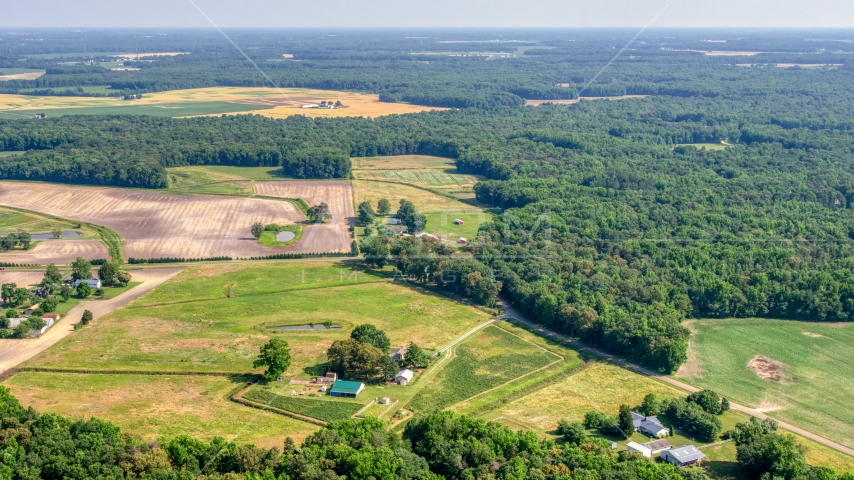 Farmland and barns in Hartly, Delaware Aerial Stock Photo AXP072_000_0005F | Axiom Images