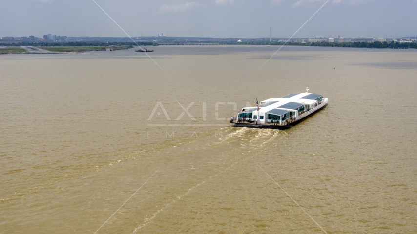 A ferry boat on the Potomac River near Arlington, Virginia Aerial Stock Photo AXP074_000_0002F | Axiom Images
