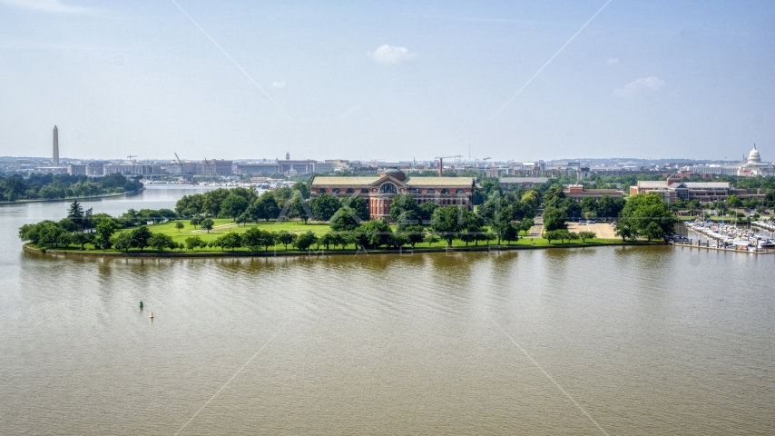 A view of Roosevelt Hall, home to the National War College in Washington DC Aerial Stock Photo AXP075_000_0003F | Axiom Images