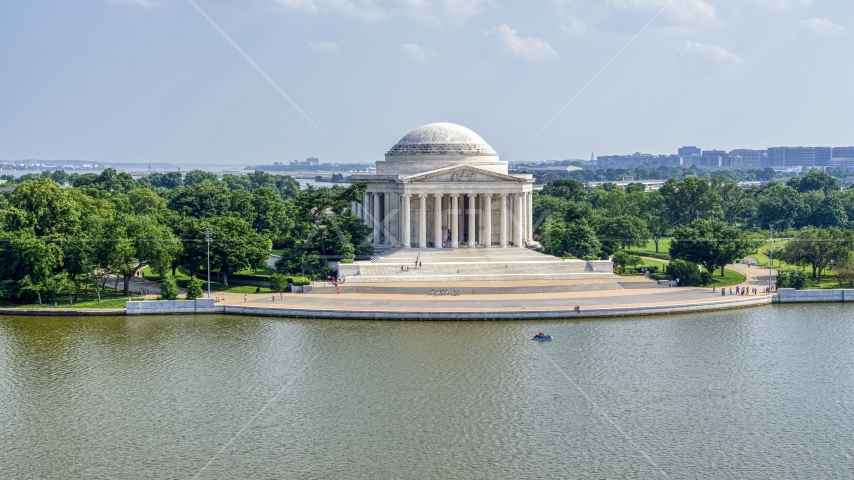 The Jefferson Memorial in Washington DC Aerial Stock Photo AXP075_000_0008F | Axiom Images
