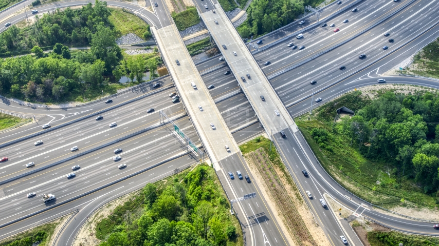 A bird's eye view of overpass on Interstate 495 in Annandale, Virginia Aerial Stock Photo AXP075_000_0025F | Axiom Images
