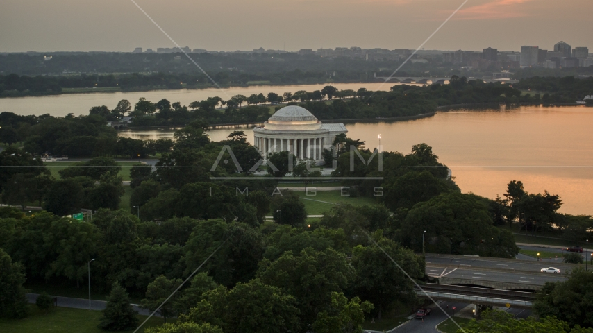 The Jefferson Memorial, Washington, D.C., twilight Aerial Stock Photo AXP076_000_0029F | Axiom Images