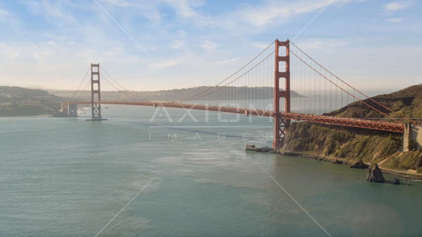 The Golden Gate Bridge spanning the entrance to San Francisco Bay, California Aerial Stock Photo DCSF05_040.0000645 | Axiom Images