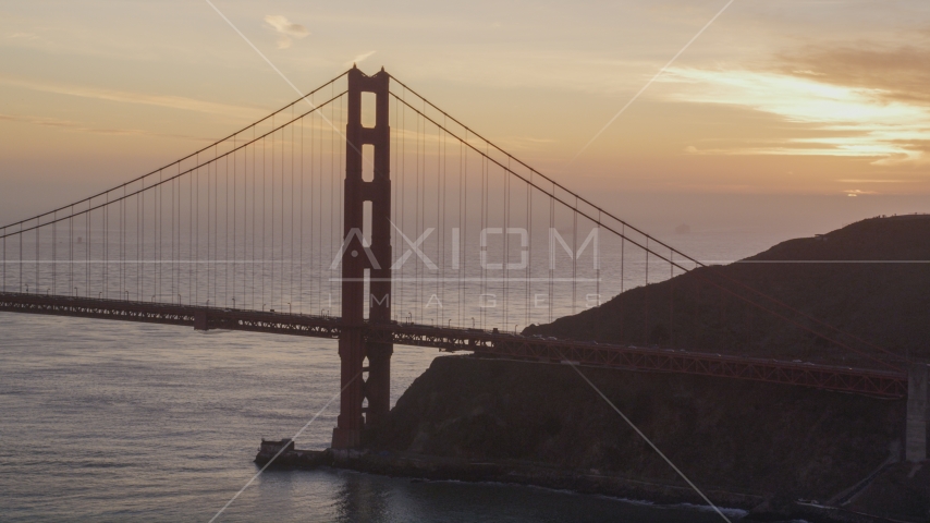The north side of the Golden Gate Bridge, San Francisco, California, sunset Aerial Stock Photo DCSF10_027.0000060 | Axiom Images
