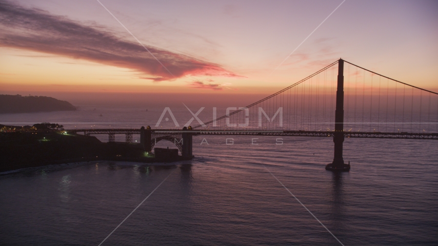 The south side of the Golden Gate Bridge, San Francisco, California, twilight Aerial Stock Photo DCSF10_053.0000048 | Axiom Images