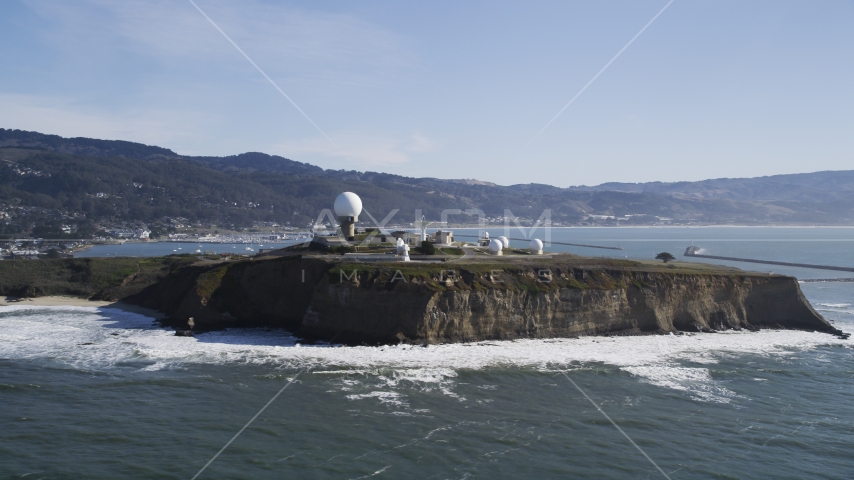 A view of Pillar Point Air Force Station in Half Moon Bay, California Aerial Stock Photo DFKSF15_068.0000305 | Axiom Images