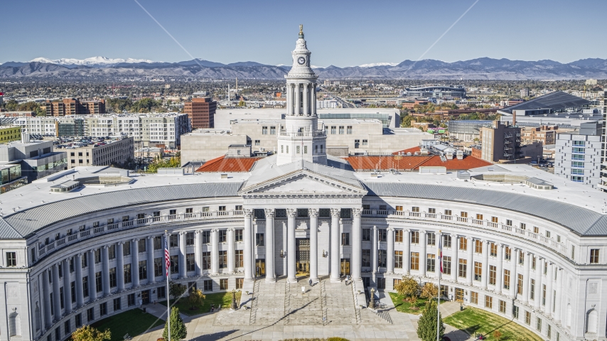 The Denver City Council building in Downtown Denver, Colorado Aerial Stock Photo DXP001_000148 | Axiom Images