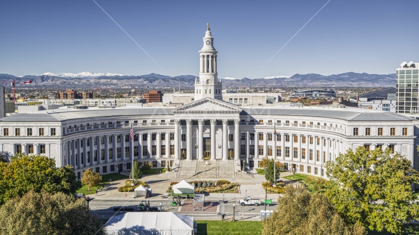 The front side of the Denver City Council in Downtown Denver, Colorado Aerial Stock Photo DXP001_000151 | Axiom Images