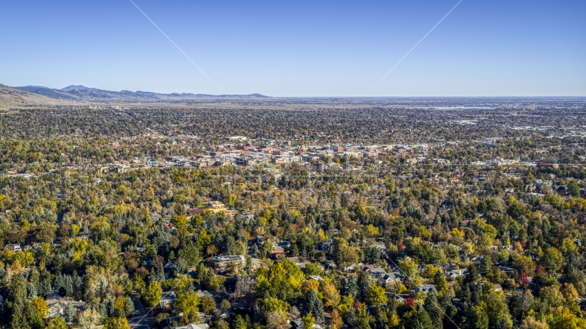 Wide view of the town and surrounding neighborhoods, Boulder, Colorado Aerial Stock Photo DXP001_000193 | Axiom Images