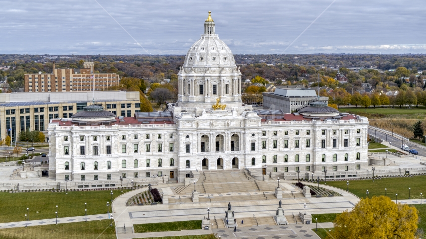 The front steps of the Minnesota State Capitol building in Saint Paul, Minnesota Aerial Stock Photo DXP001_000373 | Axiom Images
