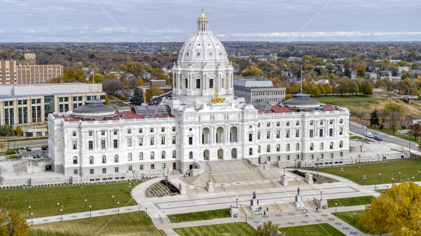 The front of the Minnesota State Capitol building in Saint Paul, Minnesota Aerial Stock Photo DXP001_000374 | Axiom Images