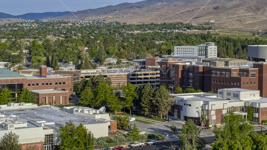 Campus buildings at the University of Nevada in Reno, Nevada Aerial Stock Photo DXP001_006_0005 | Axiom Images