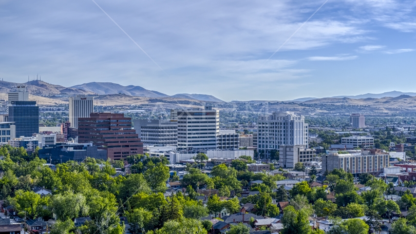 A group of office buildings in Reno, Nevada Aerial Stock Photo DXP001_006_0012 | Axiom Images