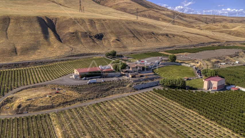 The Maryhill Winery and vineyards in Goldendale, Washington Aerial Stock Photo DXP001_018_0003 | Axiom Images