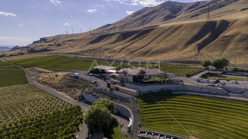 The Maryhill Winery and amphitheater in Goldendale, Washington Aerial Stock Photo DXP001_018_0013 | Axiom Images