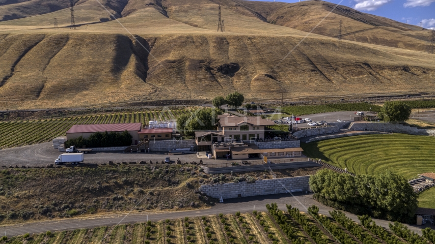 The Maryhill Winery near brown hills in Goldendale, Washington Aerial Stock Photo DXP001_018_0015 | Axiom Images