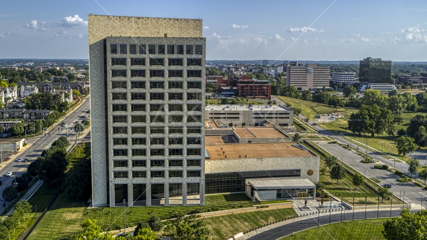 Federal Reserve office building in Kansas City, Missouri Aerial Stock Photo DXP001_044_0018 | Axiom Images