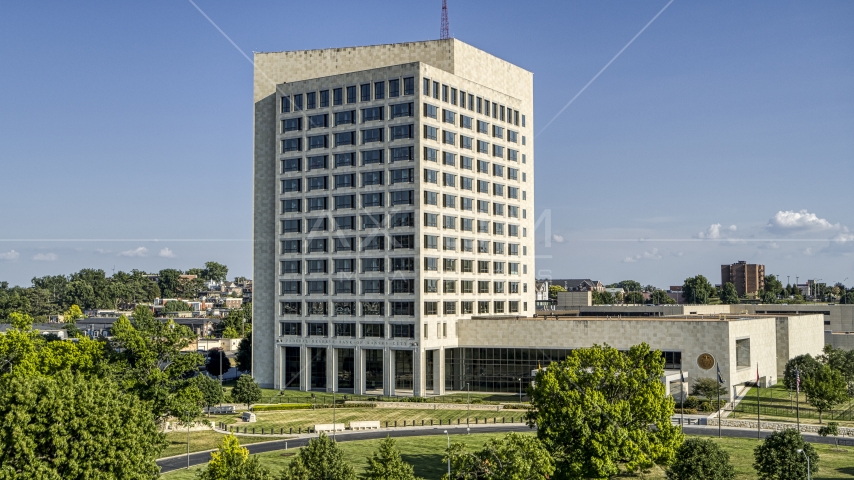 Federal Reserve government office building in Kansas City, Missouri Aerial Stock Photo DXP001_044_0019 | Axiom Images